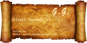 Gindl Germán névjegykártya